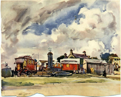 Middleham Fair. Watercolour